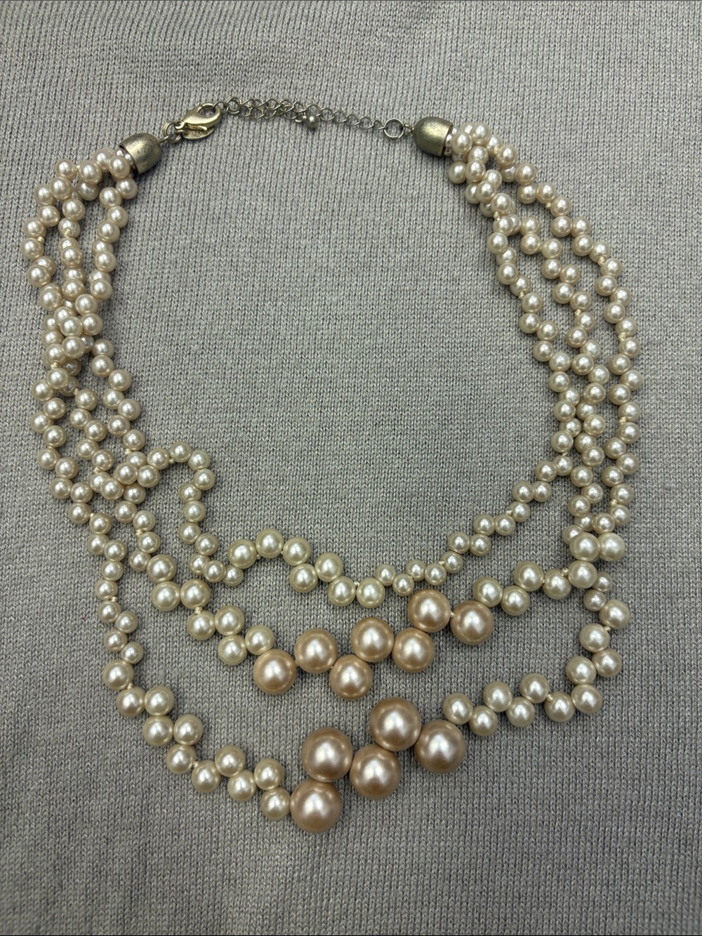 Lia Sophia Multi-Strand Pearl Necklace — Champagne and Ivory
